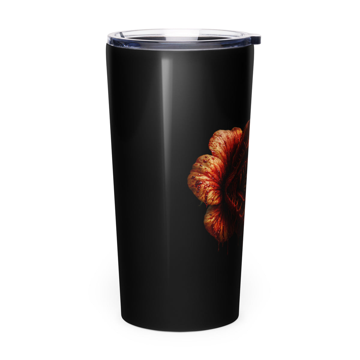 Tumbler from Honest Hustle World — BLOOM Trap & Truth flower-and-bee graphic, right view