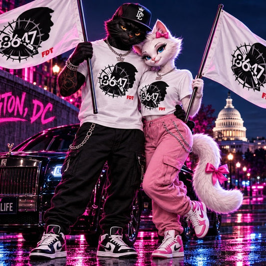 Lifestyle mockup of the 8647 FDT statement tee in Washington, DC